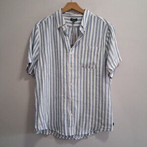 Spruce NWT New 100% Linen Striped Short Sleeve Button Up Size XL